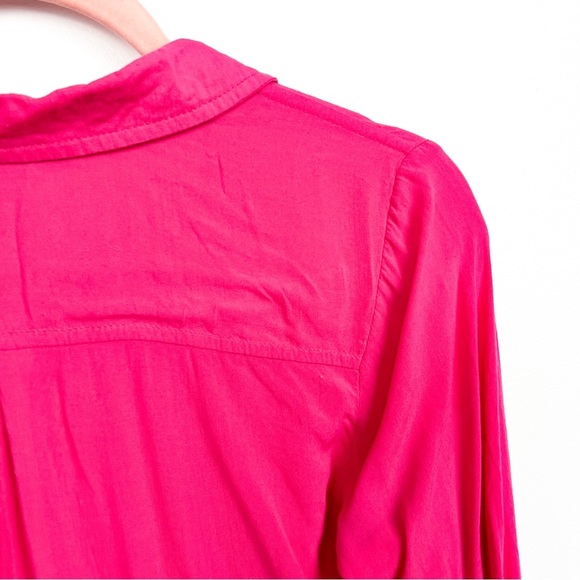 A Pea in the Pod Maternity Top, Hot Pink Long Sleeve Button-Up - Picture 10 of 10